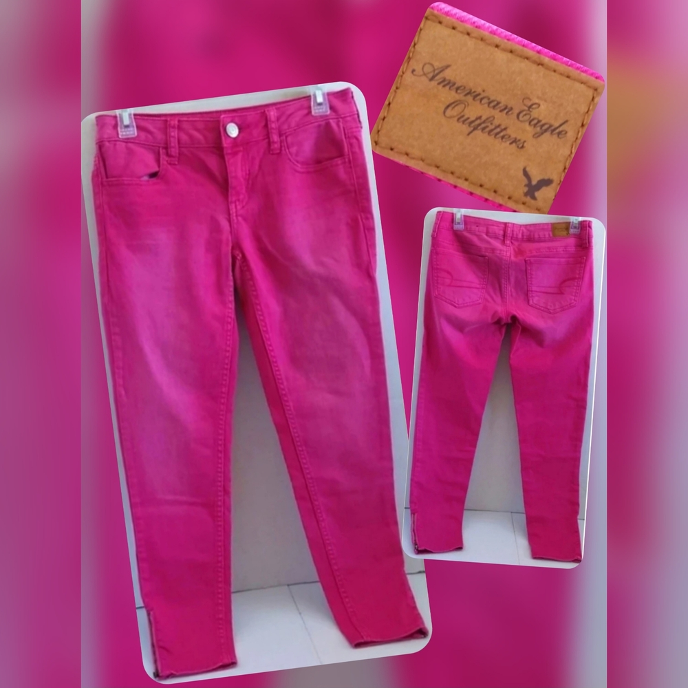 American Eagle Outfitters Women's Bright Pink Skinny Jeans Size 2 (Nwots)